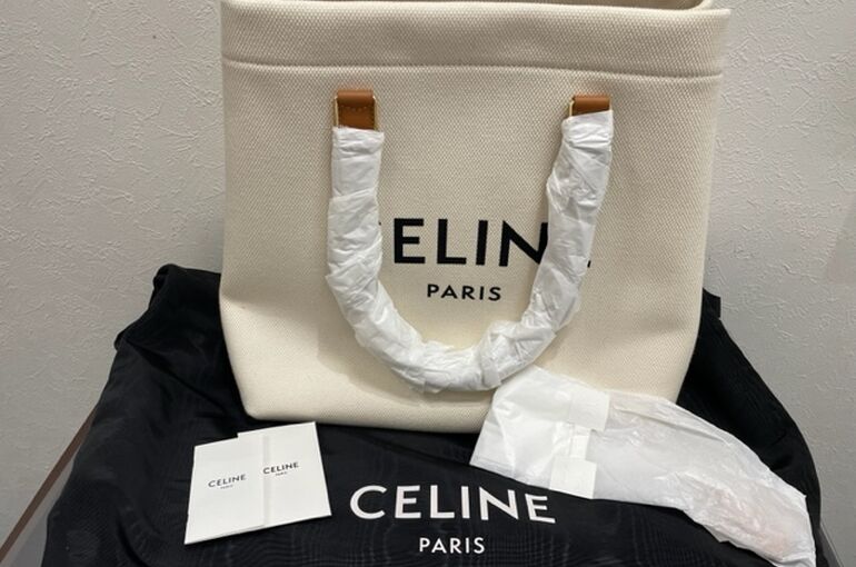 CELINE ニューホリゾンタル キャンバスレザー トート